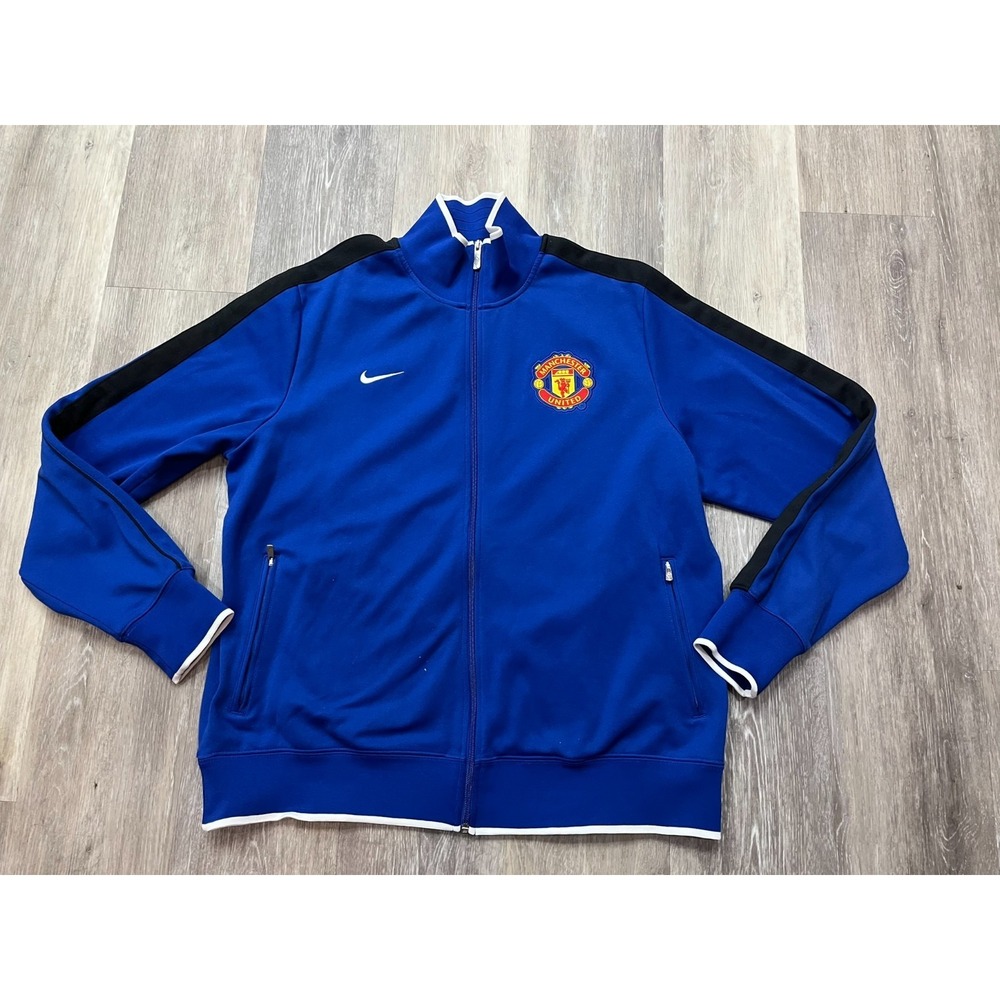 Vtg Nike Manchester United Track Jacket EPL English Football Soccer Blue XXL